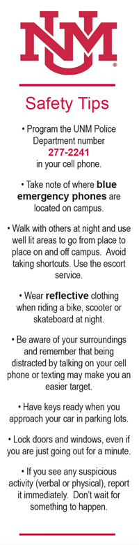 Front of Campus Safety Bookmark 